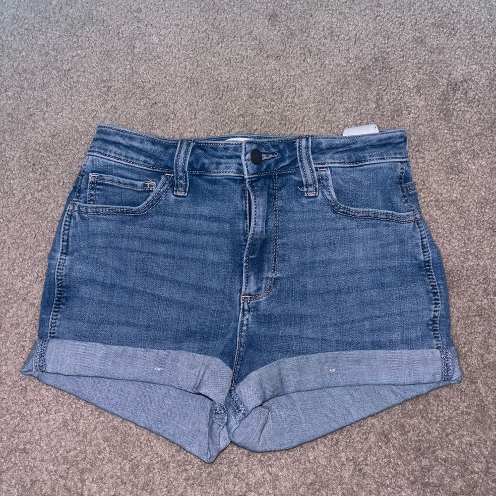 Hollister Blue Jean Shorts High-Waisted Cuffed